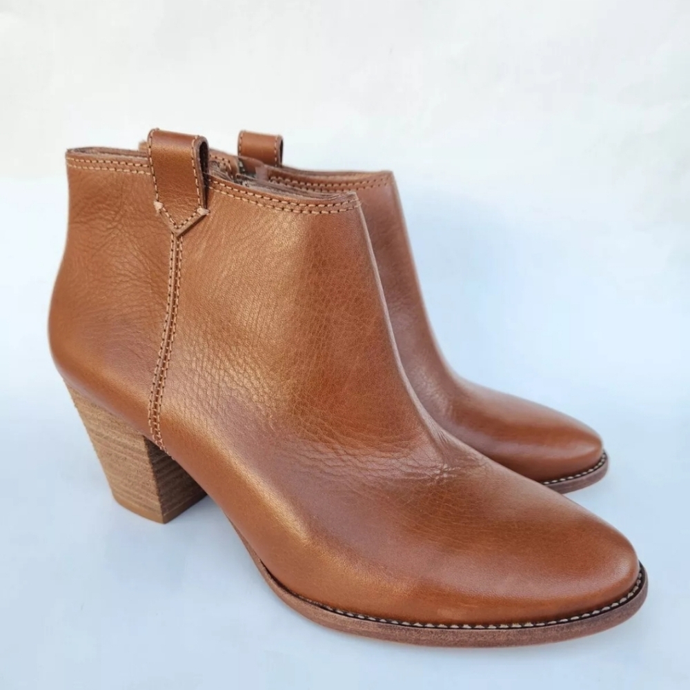 Madewell The Billie size 8.5 leather ankle Boot Brown Bootie Italian